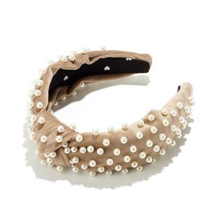 LELE SADOUGHI DESERT TAN PEARL KNOTTED VELVET HEAD
